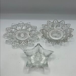 FEDERAL GLASS COMPANY Set of 3 Glass Candle Holders